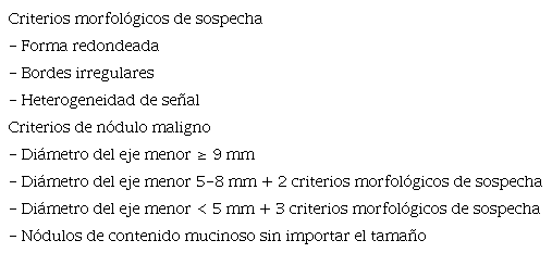 Criterios para estadificación ganglionar
