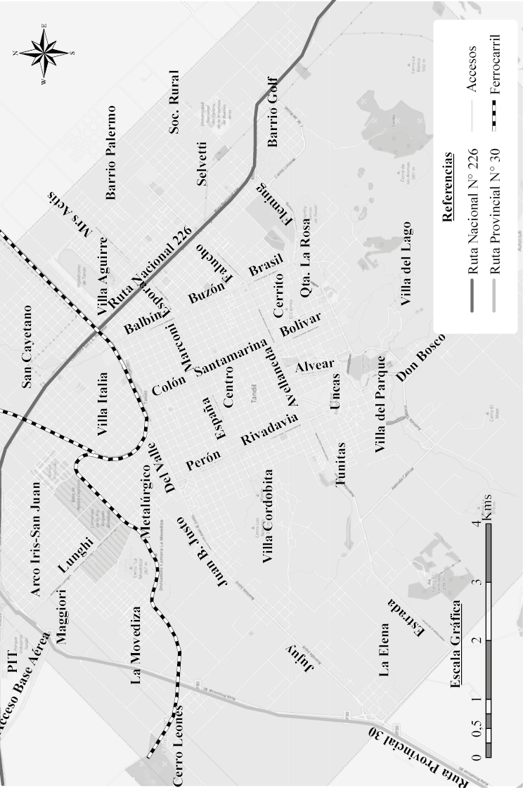 Barrios de la ciudad de Tandil, 2016.