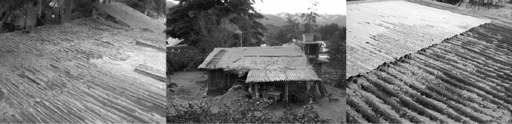 Los efectos de la ceniza en los techos de chapa de cart&oacute;n. Villa La Angostura, Neuqu&eacute;n. 2011.