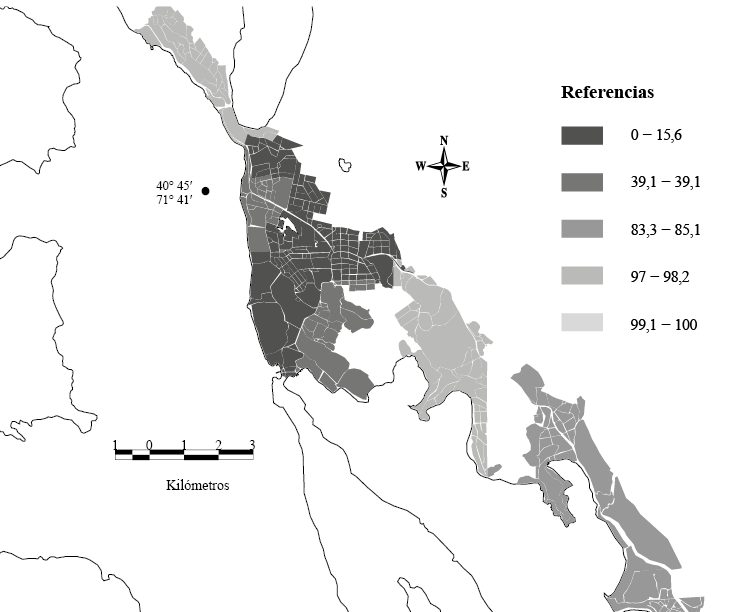 Hogares con agua de red p&uacute;blica (en porcentaje). Villa La Angostura, Neuqu&eacute;n. 2010. 
