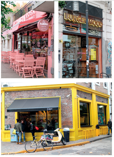 Locales gastronómicos en el barrio de Palermo SoHo.