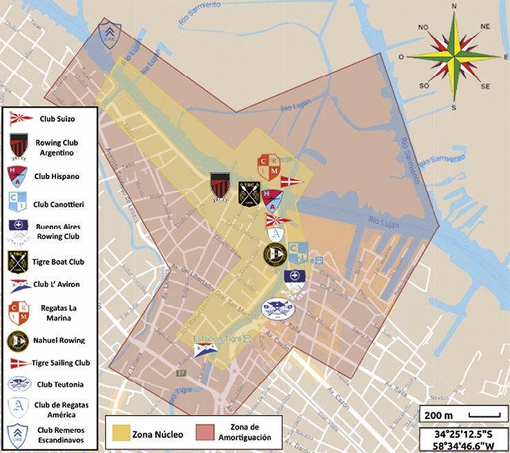 Distribuci�n de clubes en el �rea postulada para la nominaci�n UNESCO.