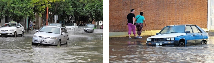 Inconvenientes en el sector del macrocentro de la ciudad de Bah�a Blanca luego de intensas precipitaciones.