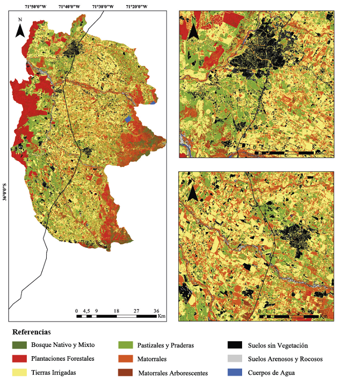 . Estructura actual del paisaje del área de estudio mediante clasificación supervisada con imágenes satelitales Sentinel 2.