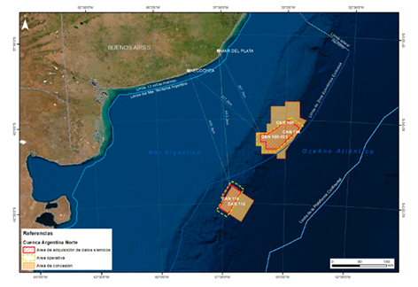 bicaci�n de las �reas de Exploraci�n CAN_100, CAN_108 y CAN_114.