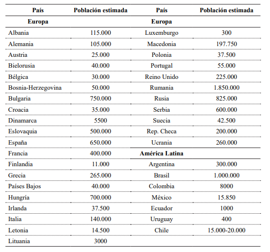Poblaci�n gitana en el mundo.