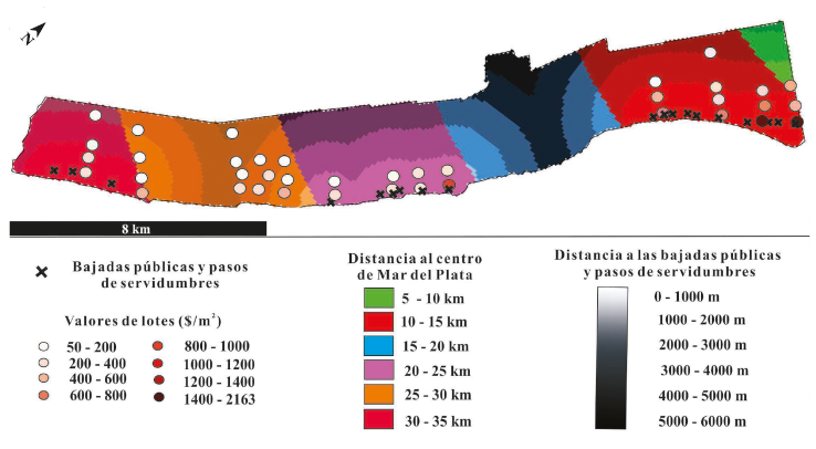 Valor de los lotes en relacin a la distancia a los accesos y a la ciudad.