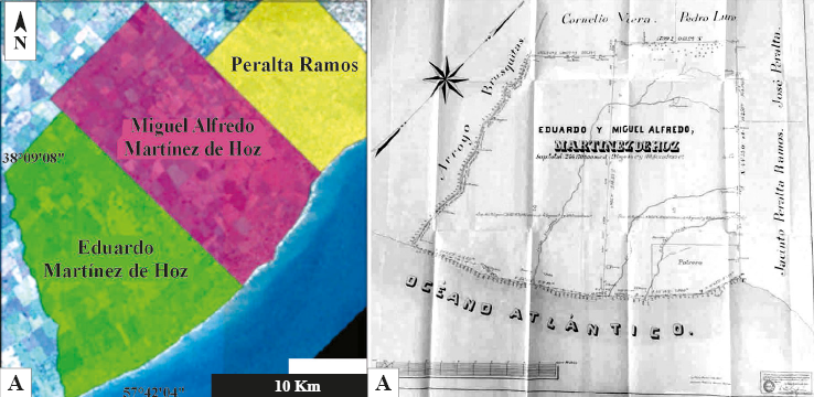 Territorio de la familia Martnez de Hoz. a) Territorio de Miguel Alfredo y  Eduardo. b) Plano original del ao 1887.