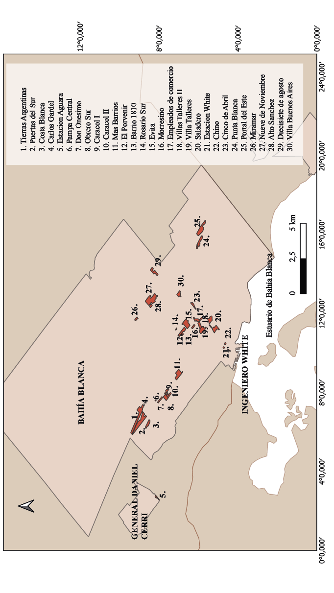 Barrios populares en Bahía Blanca.