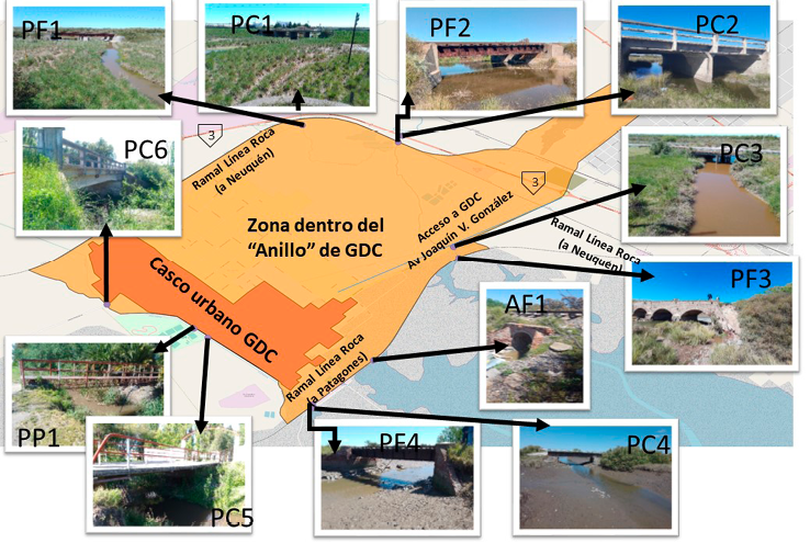 Ubicaci�n y fotos de puentes ferroviarios y carreteros que circundan a GDC.