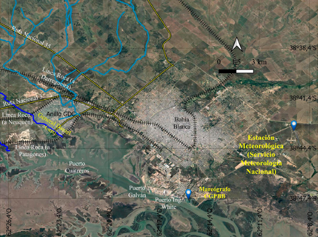 Puertos, mare�grafo y estaci�n meteorol�gica.