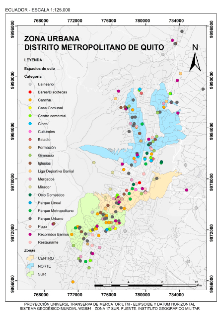 Espacios de ocio elegidos por los residentes del Distrito Metropolitano de Quito.