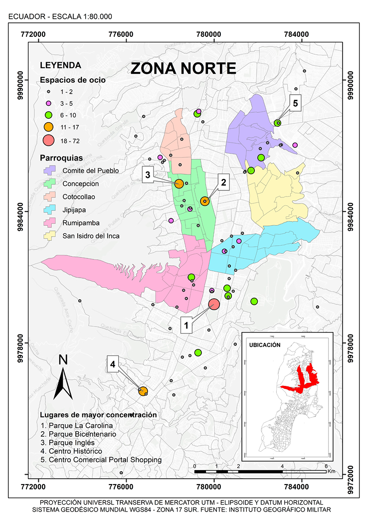 Espacios de ocio elegidos por los residentes de la Zona Norte.