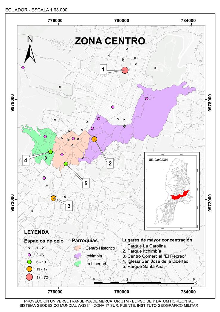 Espacios de ocio elegidos por los residentes en la Zona Centro.