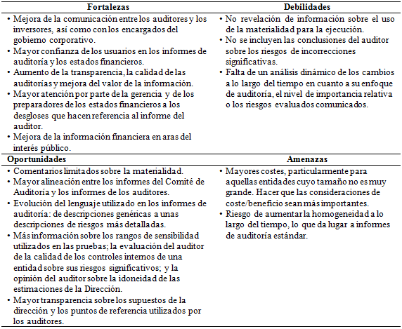 DAFO del informe de auditor&iacute;a ampliado