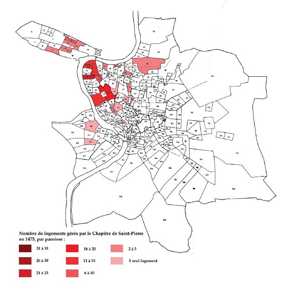 Géographie du patrimoine immobilier de Saint-Pierre en 1475