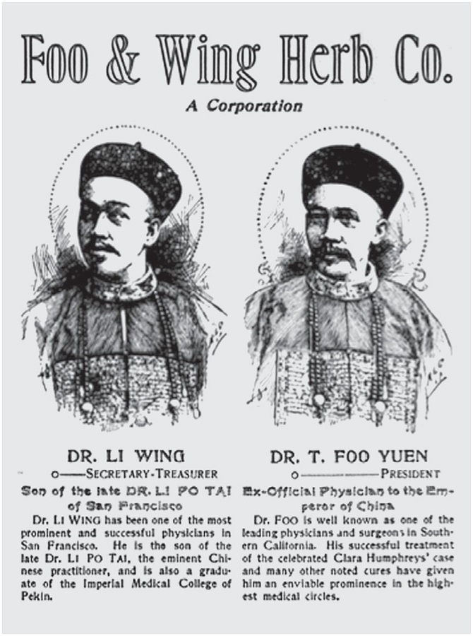 Anuncio de médicos chinos en California (Los Angeles Herald, v.27, n.20, p.17. 25 abr. 1897)