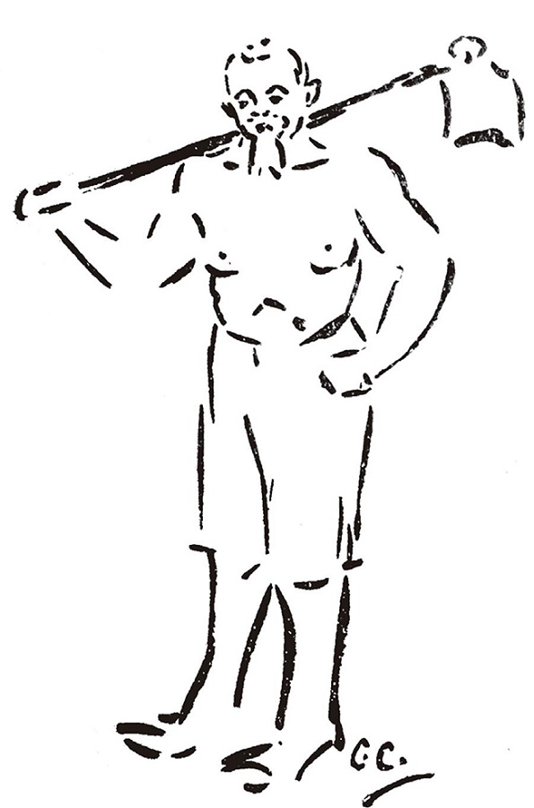 : Caricatura de Gameiro, por Cândido Craveiro (Fonte: Craveiro, 1915a, p.150)