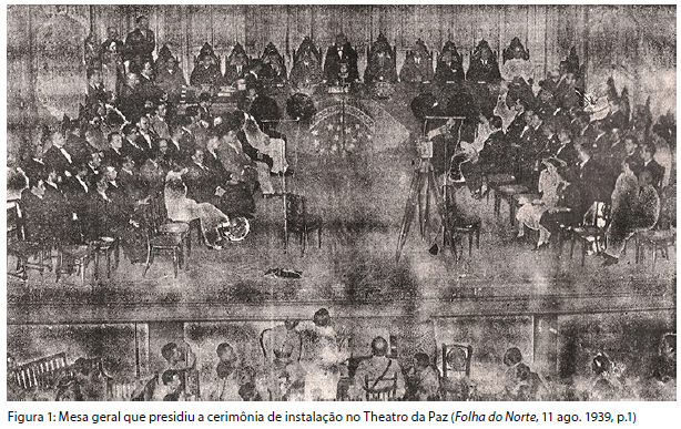 : Mesa geral que presidiu a cerimônia de instalação no Theatro da Paz (Folha do Norte, 11 ago. 1939, p.1)