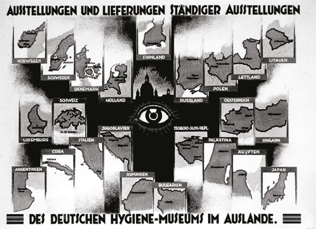 : Foreign activities of the Deutsches Hygiene-Museum Dresden through traveling exhibitions and shipping of permanent exhibitions, around 1927 (Ansichten&hellip;, s.d.)