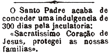 Recorte da imprensa diamantinense divulgando ora&ccedil;&atilde;o de prote&ccedil;&atilde;o contra a epidemia de 1918 (Fonte: P&atilde;o de..., 1 dez. 1918, p.1)