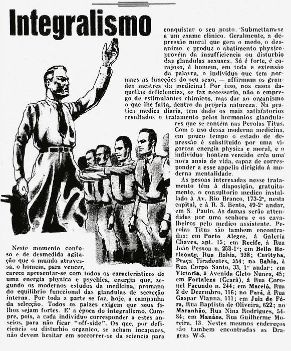 : Advertisement for P�rolas Titus (Integralismo, 19 set. 1933)