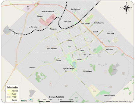 Tandil. Principales barrios y vías de acceso a la ciudad