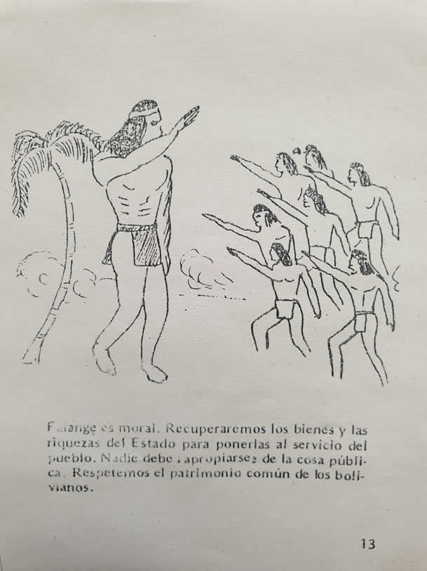 Guaran� boliviano hace el saludo fascista de brazo en alto en un manual de propaganda del FSB