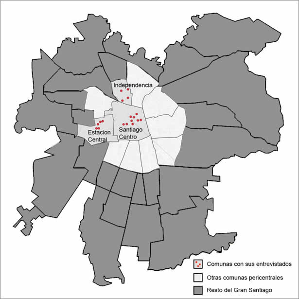 Figura 1. Localizaci�n de comunas seleccionadas en el Gran Santiago