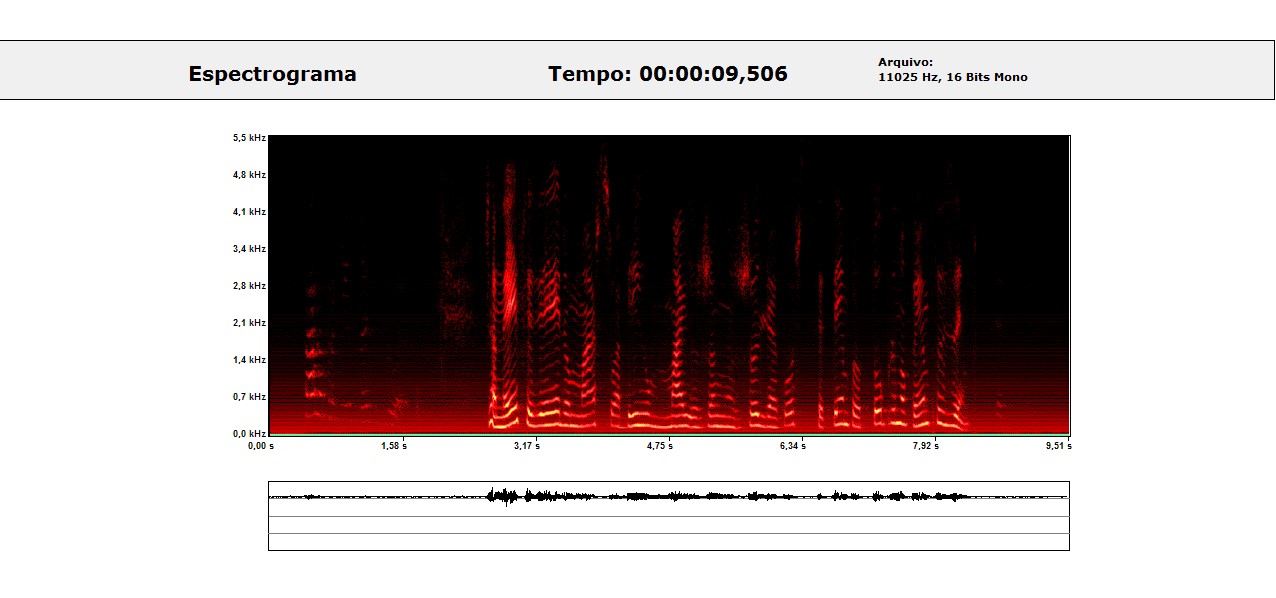 Imagem do espectrograma de uma ora��o, cedida pelos pesquisadores