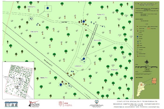 Mapa de conflictos sociales y Territorial- Reserva Campesina Alijil&aacute;n- Departamento Ojo de agua-Santiago del Estero- Argentina