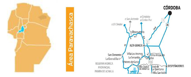Geolocalización del Valle de Paravachasca (Córdoba, Argentina)