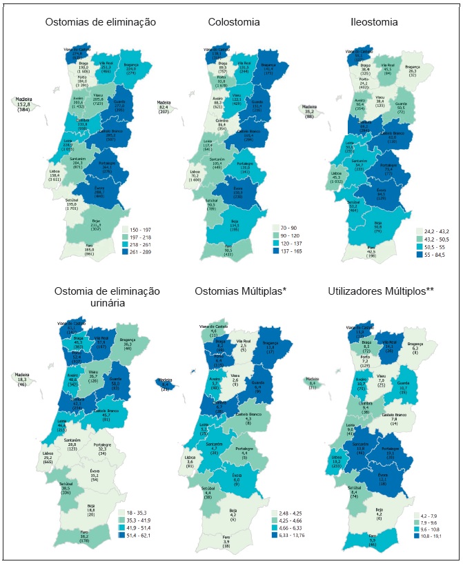 Estimativa do n�mero de pessoas com estoma de elimina��o em Portugal e preval�ncia por 100.000 habitantes, por regi�o e tipo de estoma em 2021