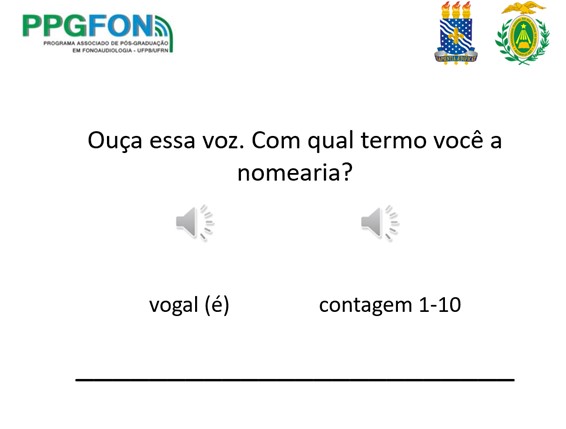 Tela de apresenta&ccedil;&atilde;o no PowerPoint, para defini&ccedil;&atilde;o dos termos equivalentes &agrave; voz saud&aacute;vel, soprosidade e rugosidade