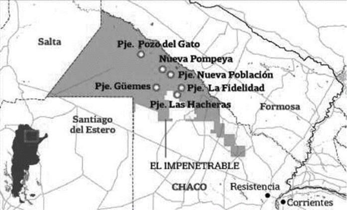 Ubicaci&oacute;n de Misi&oacute;n Nueva Pompeya en la provincia de Chaco, Argentina.