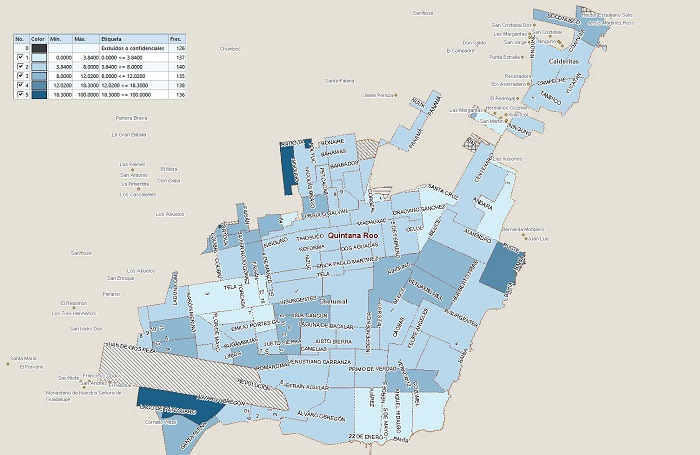 Chetumal. Distribuci�n de la poblaci�n ind�gena de tres y m�s a�os