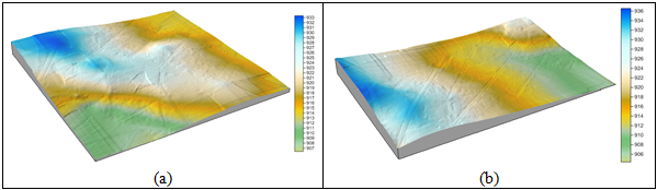MDT Final da (a) Área 1 e (b) Área 2