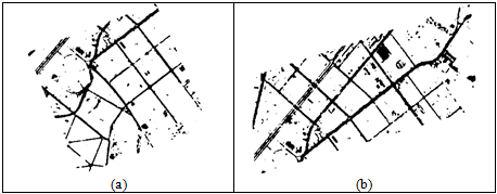 Imagem de intensidade limiarizada suavizada a) Área 1 e b) Área 2