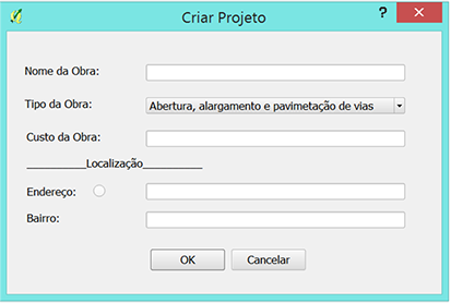 Project creation interface.