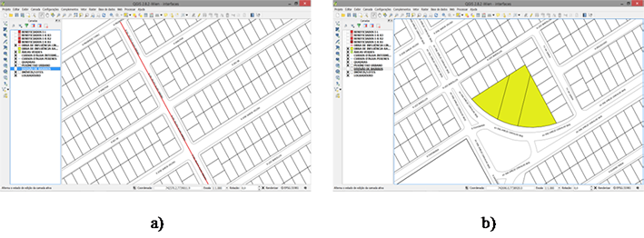 Urban infrastructure: a)linear influence infrastructure and b) radial influence infrastructure.