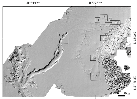 DSM of the study area at 1:5,000 scale with the landforms’ spatial location.