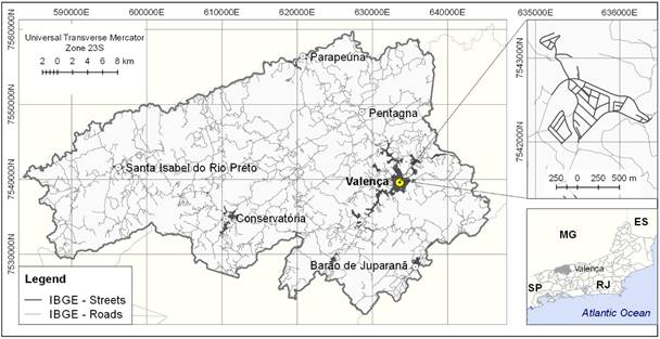 Features selected from ’Streets’ and ‘Roads‘ classes in the reference base, for the municipality of Valença.