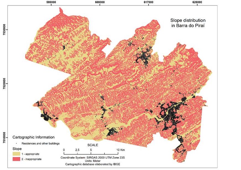 Slope of the municipality of Barra do Piraí for subdivision purposes.
