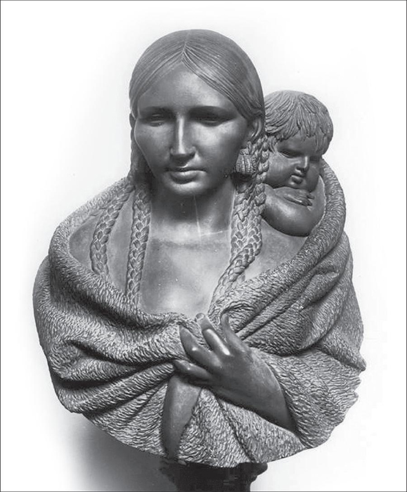 Ferdinand August Pettrich, Mujer de la tribu Sauks-Foxes, yeso patinado, Vaticano, Pontificio Museo Missionario-Etnologico. 