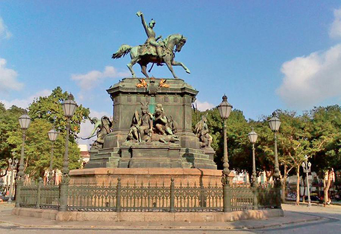 Louis Rochet, Monumento ecuestre de Dom Pedro I, emperador de Brasil, bronce, Rio de Janeiro, Pra&ccedil;a Tiradentes. 