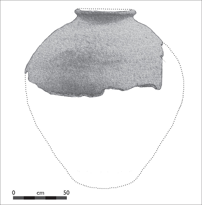 Tinaja conservada en el Museo de Ciencias Naturales yAntropol&oacute;gicas Juan Cornelio Moyano (n. 741), con la inscripci&oacute;n &ldquo;19 de abril de 1632&rdquo;. 