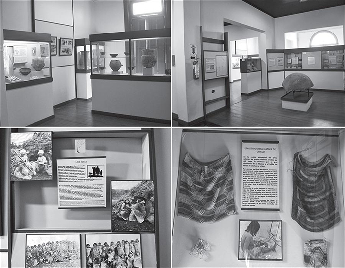 Vista de dos salas y de dos vitrinas de la Exposici&oacute;n &ldquo;Diversidad cultural y &eacute;tnica de la Rep&uacute;blica Argentina&rdquo;. Foto: Mar&iacute;a Gabriela Chaparro, 2009.