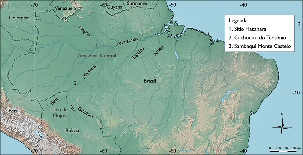 Localização de regiões e rios discutidos neste artigo. Fonte: adaptado de SimpleMappr (n.d.).