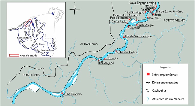 Localização dos sítios arqueológicos abordados no artigo