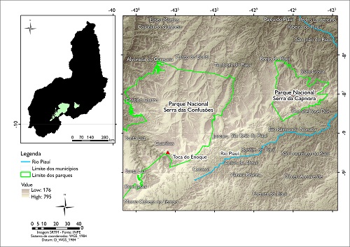 Localização do sítio arqueológico Toca do Enoque, Piauí.
